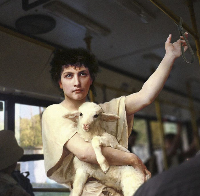 Quand les dieux prennent le métro : les collages anachroniques d’Alexey Kondakov De nouveaux melanges de classiques de la peinture et de vie moderne par Alexey Kondakov 3 Quand les dieux prennent le métro : les collages anachroniques d’Alexey Kondakov 3