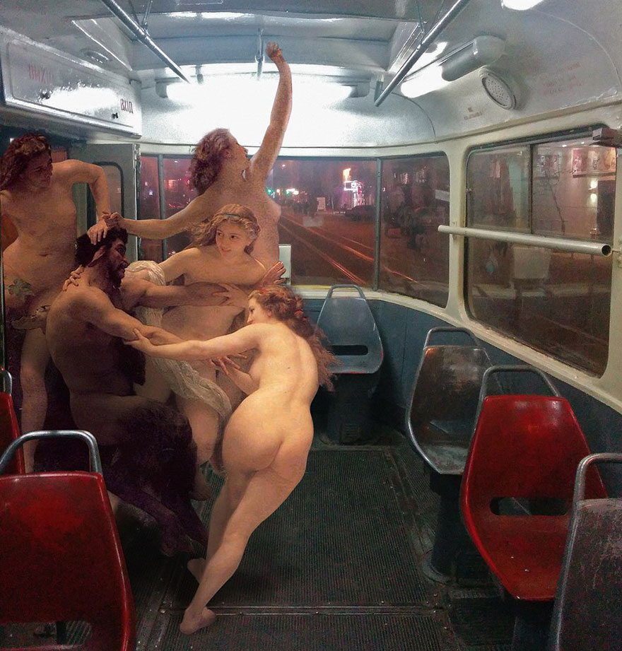 Quand les dieux prennent le métro : les collages anachroniques d’Alexey Kondakov Les melanges de personnages des classiques de la peinture et de la vie moderne par Alexey Kondakov 16 Les-melanges-de-personnages-des-classiques-de-la-peinture-et-de-la-vie-moderne-par-Alexey-Kondakov-16