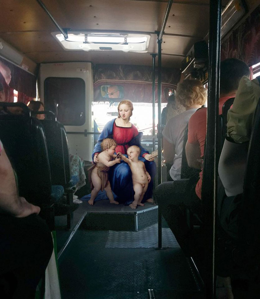 Quand les dieux prennent le métro : les collages anachroniques d’Alexey Kondakov Les melanges de personnages des classiques de la peinture et de la vie moderne par Alexey Kondakov 7 Les-melanges-de-personnages-des-classiques-de-la-peinture-et-de-la-vie-moderne-par-Alexey-Kondakov-7