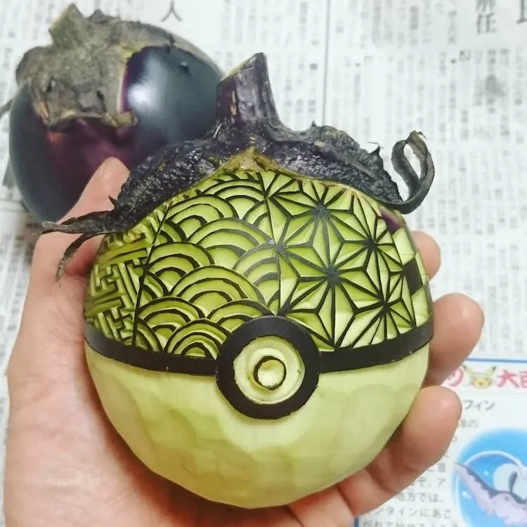 De nouvelles sculptures de fruits et légumes par Takehiro Kishimoto un poisson dans un brocoli et autres sculptures de fruits et legumes gaku 14 un-poisson-dans-un-brocoli-et-autres-sculptures-de-fruits-et-legumes-gaku-6