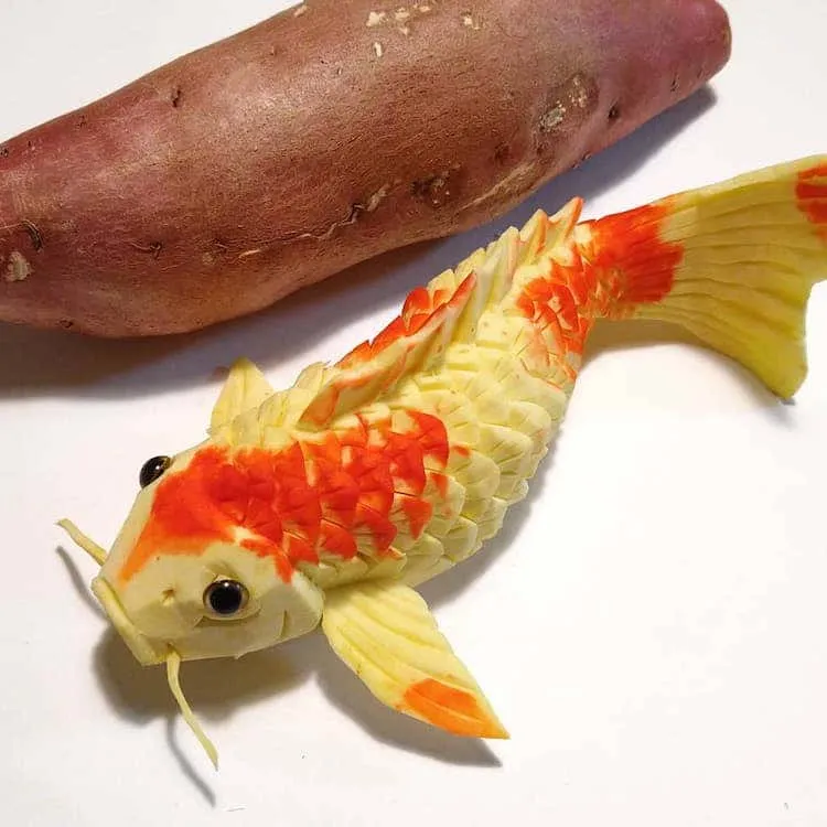 De nouvelles sculptures de fruits et légumes par Takehiro Kishimoto un poisson dans un brocoli et autres sculptures de fruits et legumes gaku 4 un-poisson-dans-un-brocoli-et-autres-sculptures-de-fruits-et-legumes-gaku-16