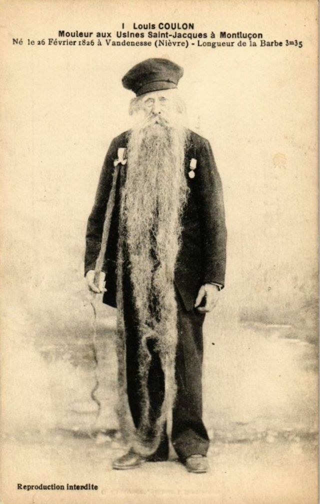 Louis Coulon et sa barbe de 3.30 mètres, vrai nid à chats et à oiseaux Louis Coulon et sa barbe de 3 30 metres vrai nid a chats et a oiseaux 15 Louis-Coulon-et-sa-barbe-de-3-30-metres-vrai-nid-a-chats-et-a-oiseaux-15