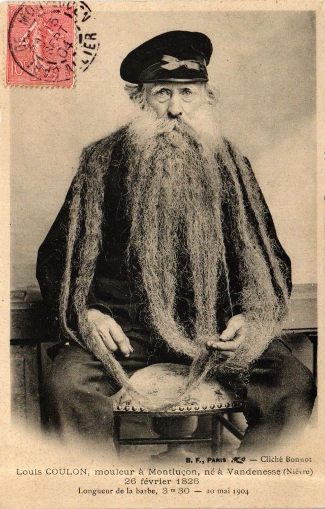 Louis Coulon et sa barbe de 3.30 mètres, vrai nid à chats et à oiseaux Louis Coulon et sa barbe de 3 30 metres vrai nid a chats et a oiseaux 5 Louis-Coulon-et-sa-barbe-de-3-30-metres-vrai-nid-a-chats-et-a-oiseaux-5