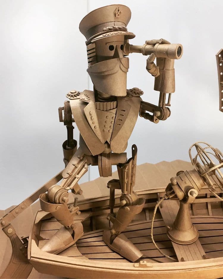 Les sculptures de carton steampunk de Greg Olijnyk de nouveaux robots de carton par Greg Olijnyk 4 de-nouveaux-robots-de-carton-par-Greg-Olijnyk-4