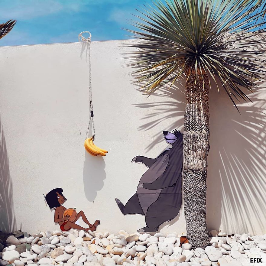 De la pop-culture en street art par Efix De la pop culture en street art par Efix 10 mowgli De-la-pop-culture-en-street-art-par-Efix-10-mowgli