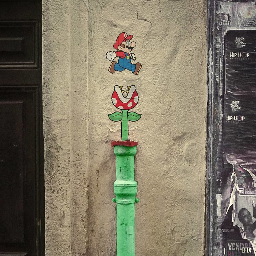 De la pop-culture en street art par Efix De la pop culture en street art par Efix 6 mario De-la-pop-culture-en-street-art-par-Efix-6-mario