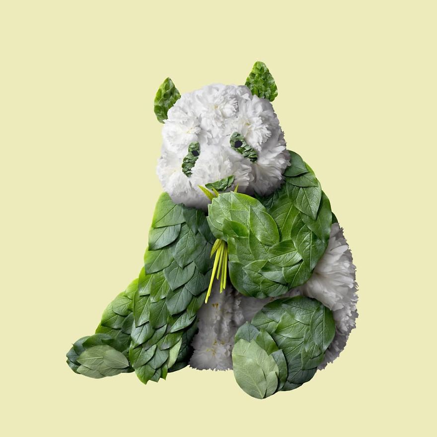 De nouveaux animaux en composition de fleurs par Raku Inoue De nouveaux animaux en composition de fleurs par Raku Inoue ikebana 4 panda De-nouveaux-animaux-en-composition-de-fleurs-par-Raku-Inoue-ikebana-4-panda