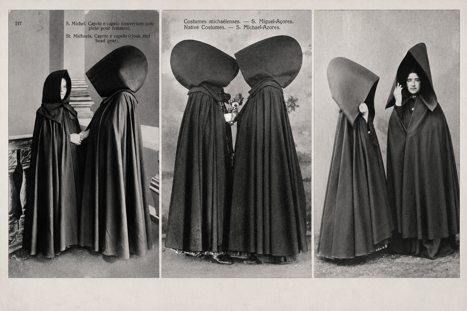 Le capote e capelo une cape avec capuchon tenue traditionnelle feminine des Acores Le capote e capelo une cape avec capuchon tenue traditionnelle feminine des Acores