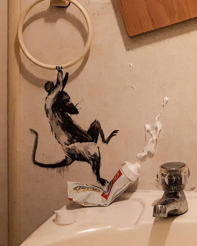 Quand Banksy travaille à domicile, sa femme apprécie peu... Quand Banksy travaille a domicile sa femme apprecie peu salle de bain rats 3 Quand-Banksy-travaille-a-domicile-sa-femme-apprecie-peu-salle-de-bain-rats-3