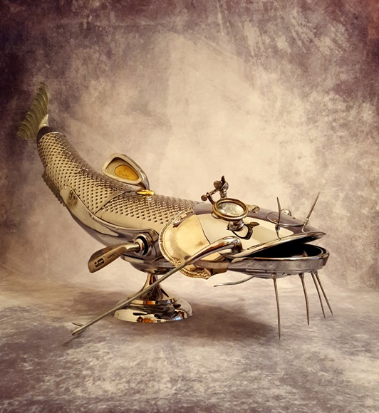 Les sculptures steampunk en objets recyclés de Arturas Tamasauskas De nouvelles sculptures steampunk en objets recycles par Arturas Tamasauskas 10 poisson chat De- nouvelles-sculptures-steampunk-en-objets-recycles-par-Arturas-Tamasauskas-10-poisson-chat