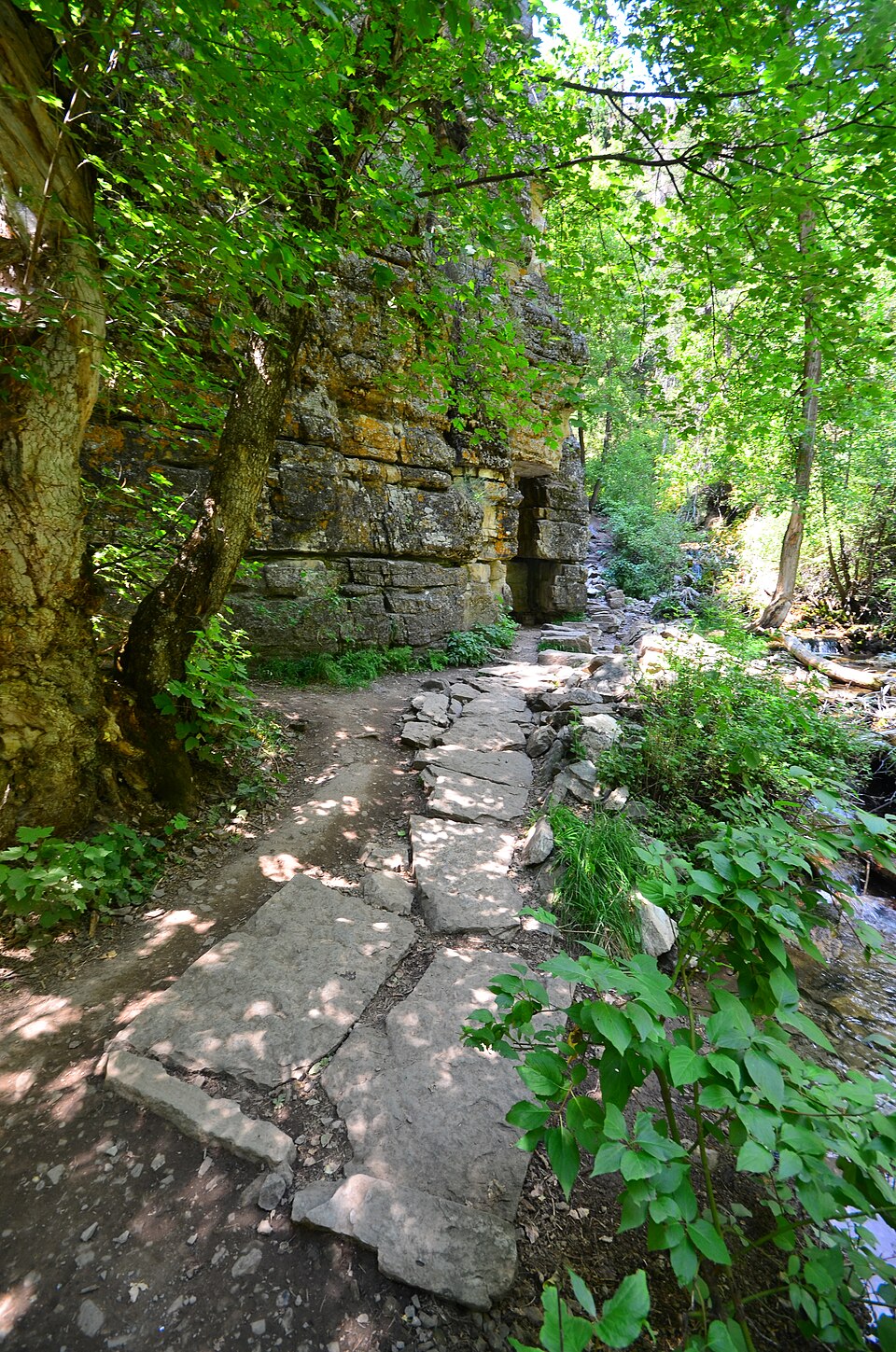 Sentier raide de la randonnée de Hanging Lake dans Glenwood Canyon Sentier raide de la randonnée de Hanging Lake dans Glenwood Canyon