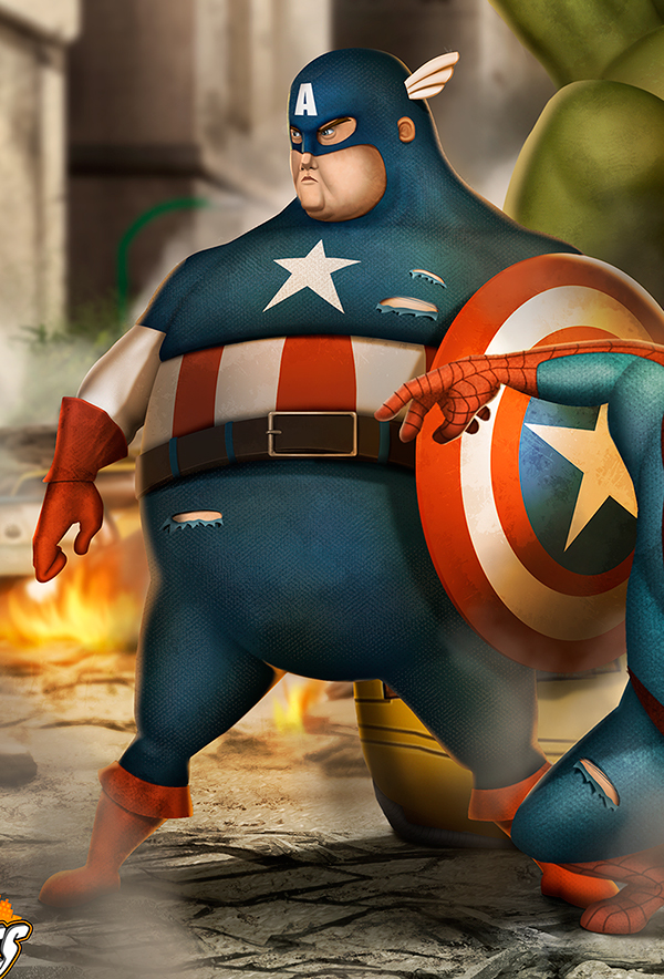 Fat Heroes - de nouveaux super héros obèses par Carlos Dattoli Fat Heroes de nouveaux super heros obeses par Carlos Dattoli 2 captain america Fat-Heroes-de-nouveaux-super-heros-obeses-par-Carlos-Dattoli-2-captain-america
