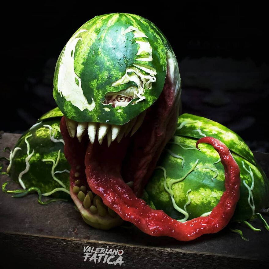 Les incroyables sculptures d'aliments de Valeriano Fatica Les incroyables sculptures d aliments de Valeriano Fatica 12 venom pasteque Les-incroyables-sculptures-d-aliments-de-Valeriano-Fatica-12-venom-pasteque