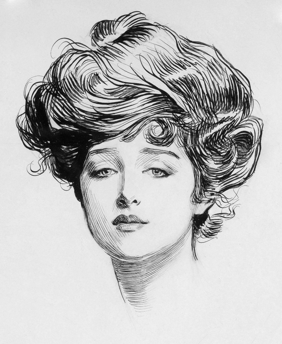 Gibson Girl avec une coiffure féminine relevée vers 1900 Gibson Girl avec une coiffure féminine relevée vers 1900