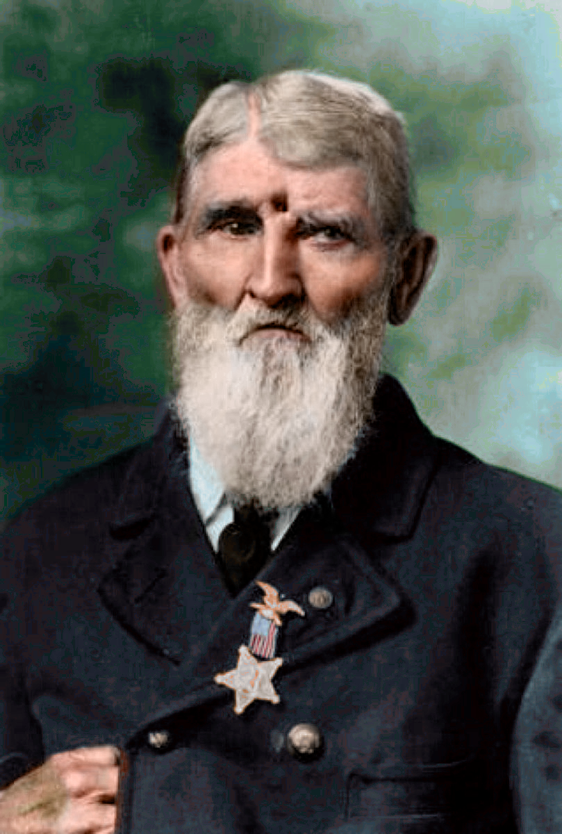 acob miller colorise guerre secession Portrait colorisé attribué à Jacob Miller, soldat blessé à la tête à Chickamauga en 1863