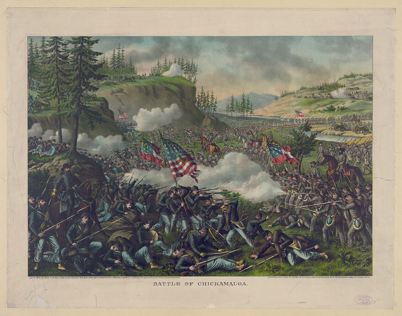 Bataille de Chickamauga en 1863 où le soldat Jacob Miller a été blessé à la tête Bataille de Chickamauga en 1863 où le soldat Jacob Miller a été blessé à la tête