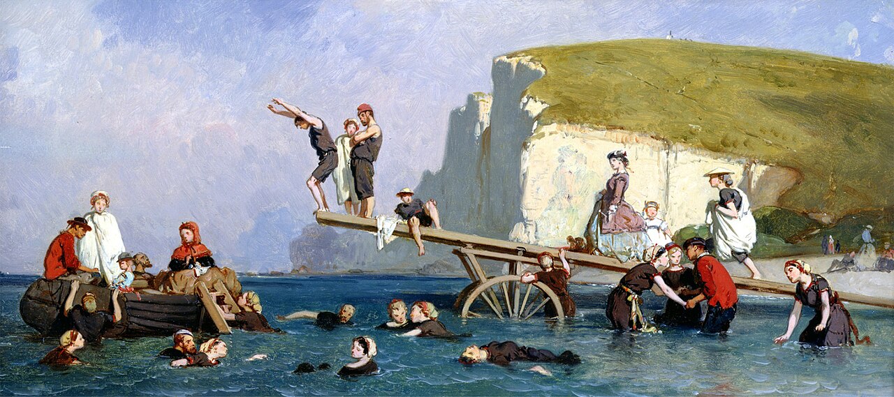 Scène de bains de mer à Étretat au XIXe siècle par Eugène Lepoittevin Scène de bains de mer à Étretat au XIXe siècle par Eugène Lepoittevin