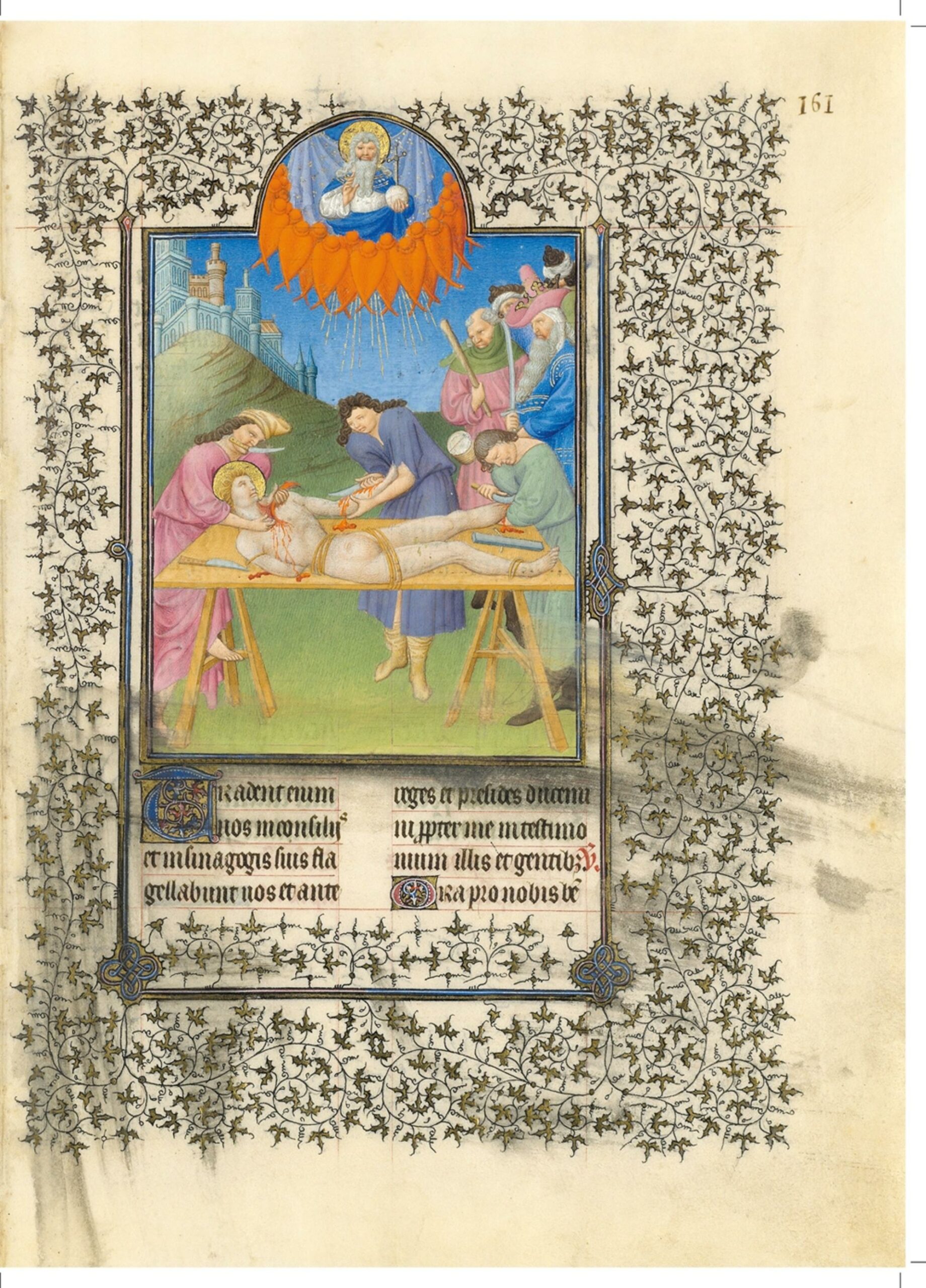 Saint Barthélemy écorché vif dans une enluminure des Belles Heures Saint Barthélemy écorché vif dans une enluminure des Belles Heures
