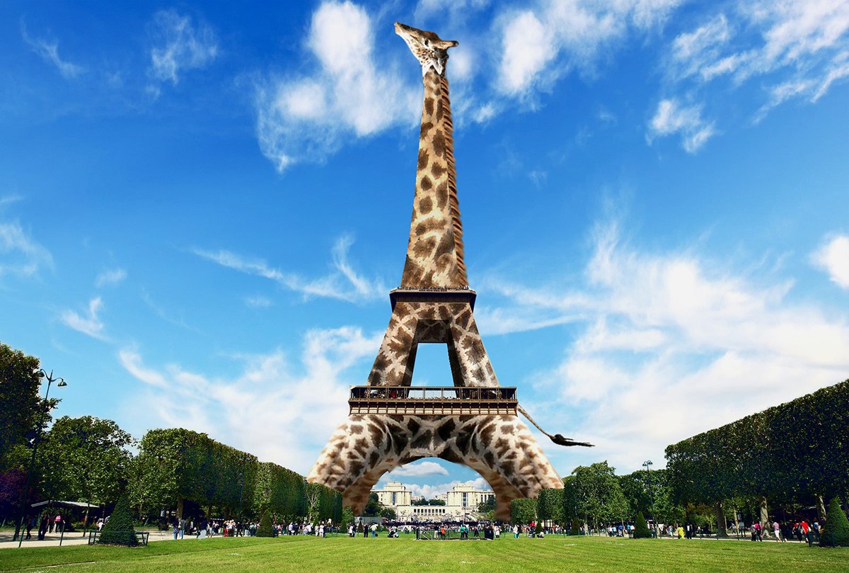 Les images et collages surréalistes de Semih İĞCİ Les images et collages surrealistes de Semih Igci girafe tour eiffel Les-images-et-collages-surrealistes-de-Semih-İgci-girafe-tour-eiffel