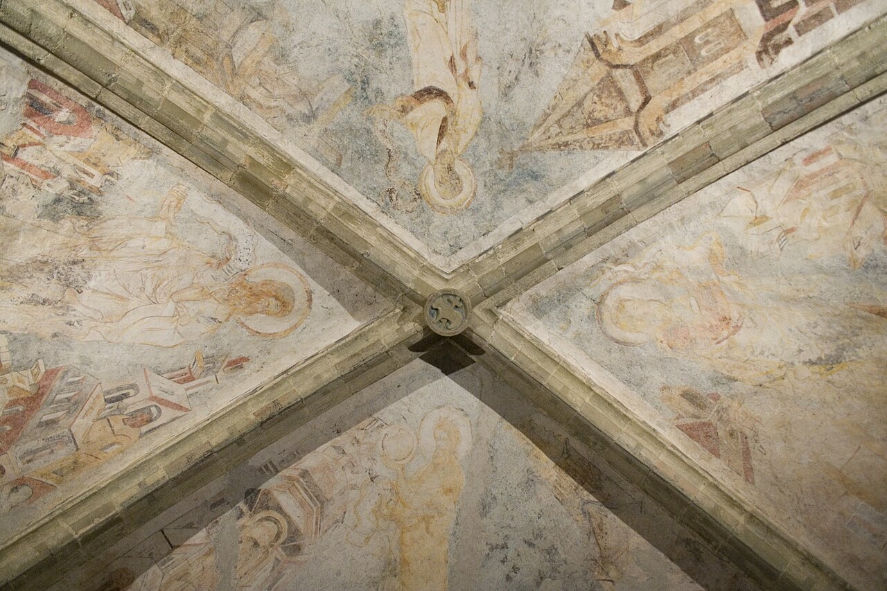 Fresques médiévales du plafond de la chapelle du château de Chillon Fresques médiévales du plafond de la chapelle du château de Chillon