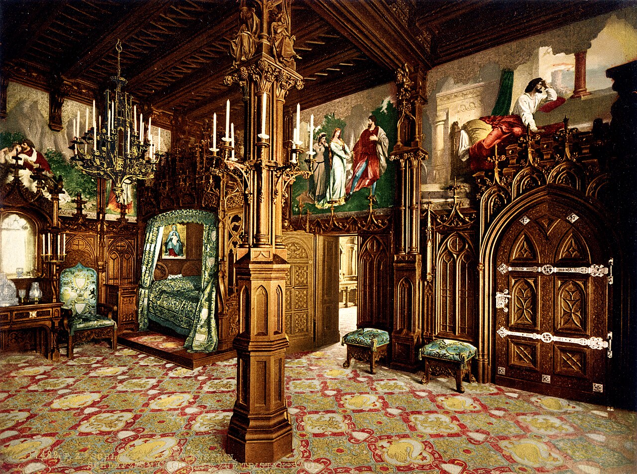 interieur neuschwanstein chambre louis II Intérieur de Neuschwanstein, chambre de Louis II de Bavière