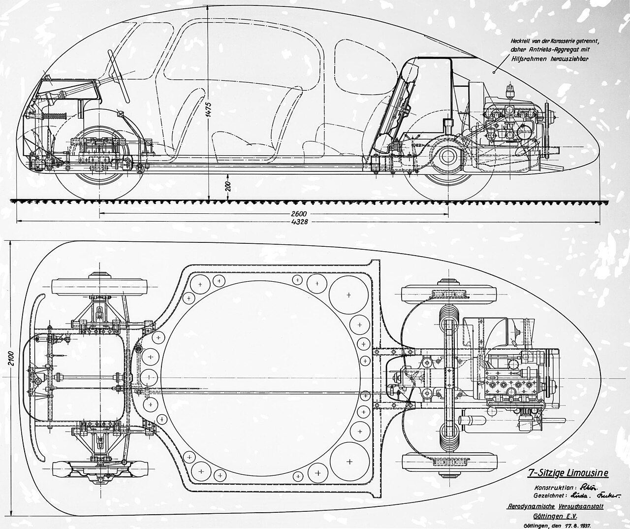 Plans de construction aérodynamique de la Schlörwagen Plans de construction aérodynamique de la Schlörwagen