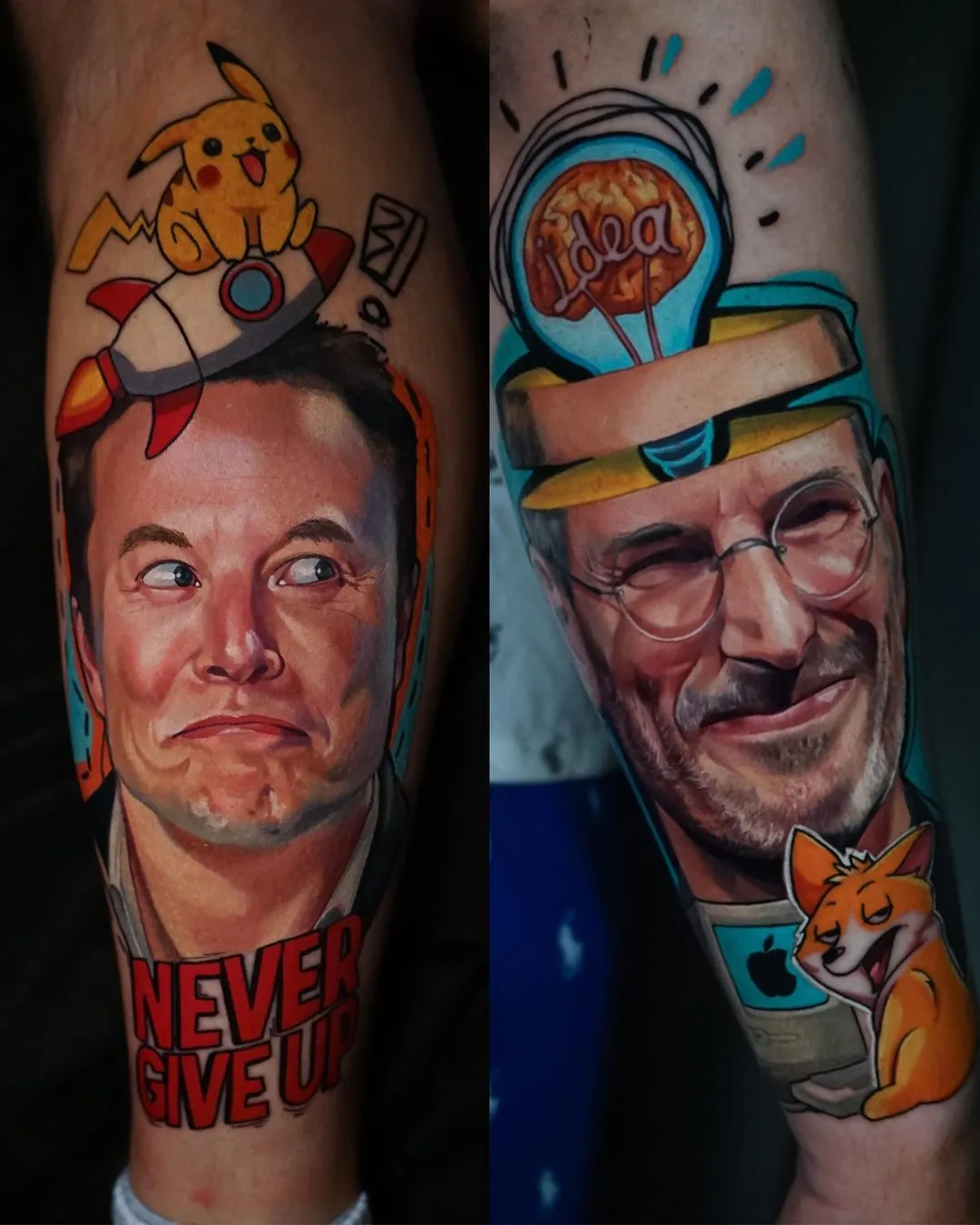 De Chucky à Elon Musk, les tatouages colorés de Daria Pirojenko De Chucky a Elon Musk les tatouages colores de Daria Pirojenko tattoo pop culture 2 De-Chucky-a-Elon-Musk-les-tatouages-colores-de-Daria-Pirojenko-tattoo-pop-culture