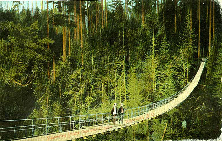 Pont suspendu de Capilano vers 1905 en Colombie-Britannique Pont suspendu de Capilano vers 1905 en Colombie-Britannique