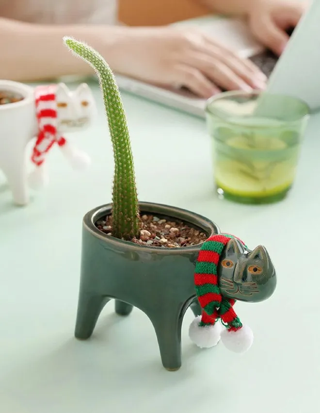 Des pots en forme de chat avec un cactus en guise de queue Des pots en forme de chat avec un cactus en guise de queue 2 Des-pots-en-forme-de-chat-avec-un-cactus-en-guise-de-queue-2