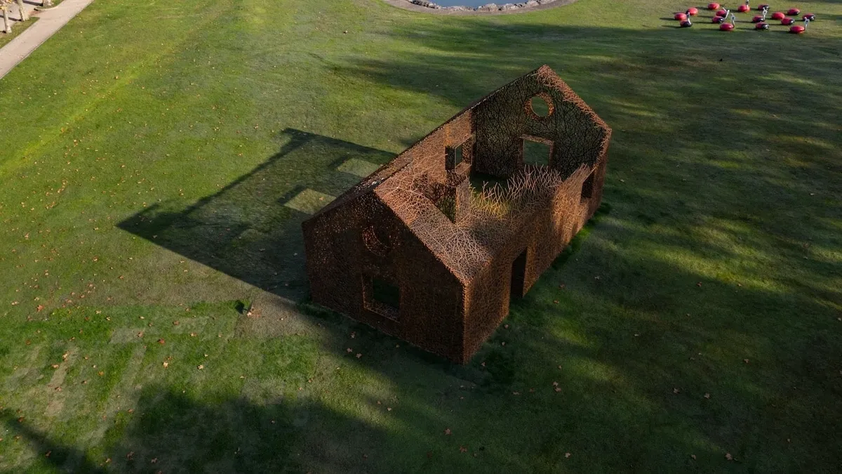 Une sculpture en forme de maison fantôme de lierre ajourée: The Vanished House Une sculpture en forme de maison fantome de lierre ajouree The Vanished House 2 Une-sculpture-en-forme-de-maison-fantome-de-lierre-ajouree-The-Vanished-House-2