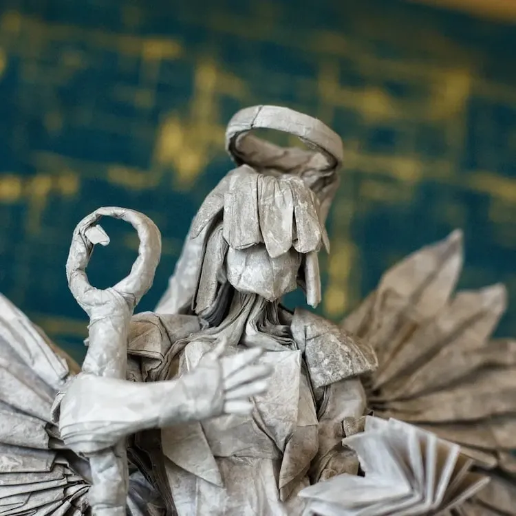Un stupéfiant ange en origami d'une seule feuille de papier ressemblant à une sculpture de marbre un stupefiant ange en origami d une seule feuille de papier ressemblant a une sculpture de marbre 2 un-stupefiant-ange-en-origami-d-une-seule-feuille-de-papier-ressemblant-a-une-sculpture-de-marbre-2