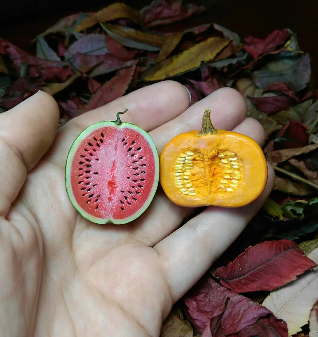 Des miniatures réalistes en argile des miniatures realistes en argile 8 pasteque citrouille des-miniatures-realistes-en-argile-8-pasteque-citrouille