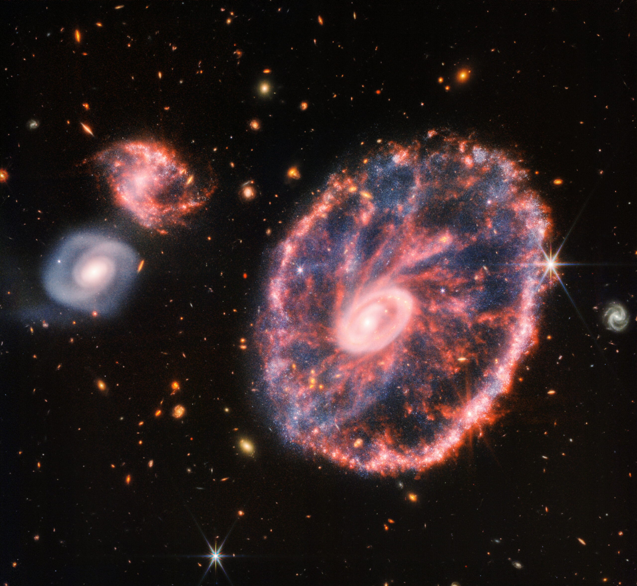 La galaxie de la Roue de Chariot observée par James Webb Galaxie de la Roue de Chariot observée par le télescope spatial James Webb