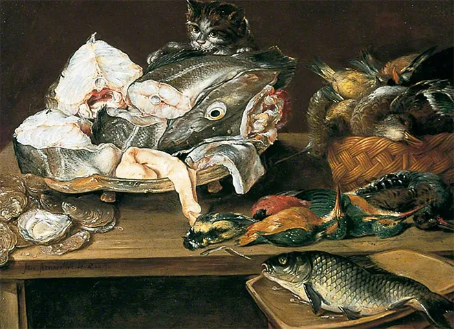 Les chats volent la nourriture dans les natures mortes de la Renaissance Les chats volent la nourriture dans les natures mortes de la Renaissance 5 alexandre adriaenssen Les-chats-volent-la-nourriture-dans-les-natures-mortes-de-la-Renaissance-5-alexandre-adriaenssen