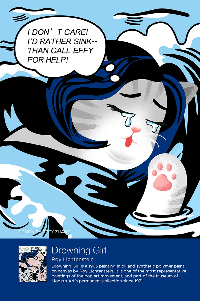 Famous Kitty - Des chats dans des portraits célèbres Famous Kitty Des chats dans des portraits celebres 7 drowning girl roy lichtenstein Famous-Kitty-Des-chats-dans-des-portraits-celebres-7-drowning-girl-roy-lichtenstein.