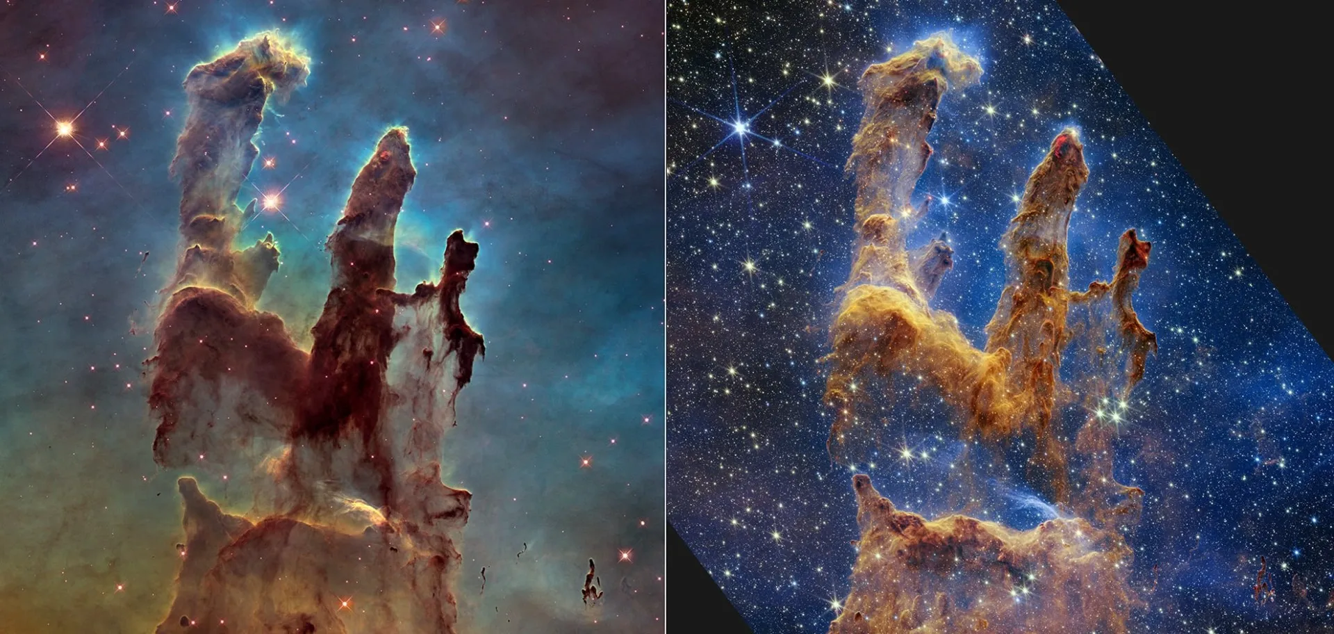 Une magnifique image des Piliers de la création ne magnifique image des piliers de la creation james web nasa hubble 2 ne-magnifique-image-des-piliers-de-la-creation-james-web-nasa-hubble-2