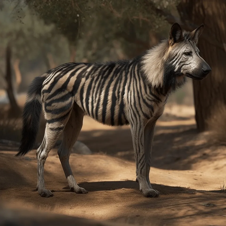 Des animaux hybrides surréalistes générés par IA des animaux hybrides surrealistes generes par ia 4 zebre loup des-animaux-hybrides-surrealistes-generes-par-ia-4-zebre-loup