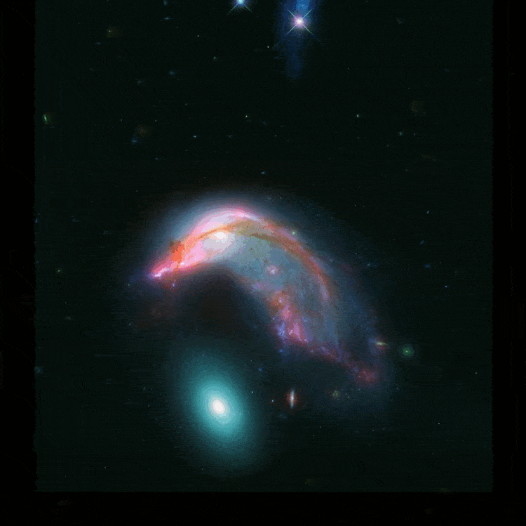 Une galaxie en forme de pingouin à côté d'une autre en forme d'œuf une galaxie en forme de pingouin a cote dune autre en forme d oeuf 3 une-galaxie-en-forme-de-pingouin-a-cote-dune-autre-en-forme-d-oeuf-3.