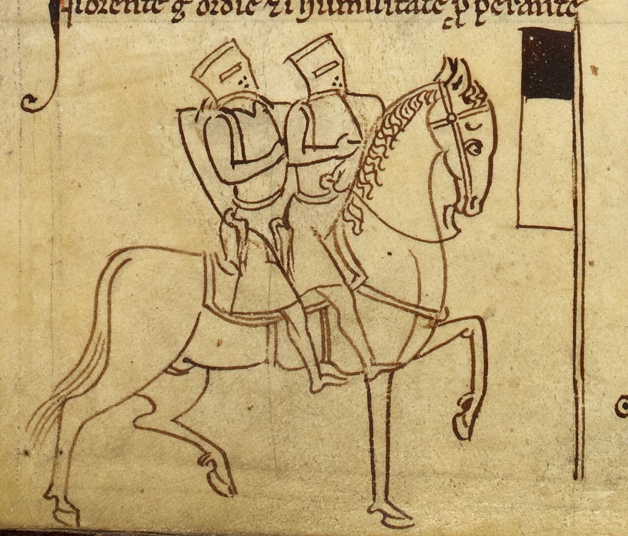 deux chevaliers templiers meme cheval matthew paris Deux chevaliers templiers sur un même cheval dans une enluminure médiévale