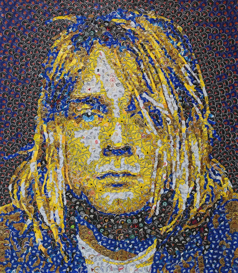 Des tableaux en capsules de bouteilles par Jeffrey A. Meszaro des tableaux en capsules de bouteilles par jeffrey a meszaro 17 kurt cobain des-tableaux-en-capsules-de-bouteilles-par-jeffrey-a-meszaro-17-kurt-cobain.