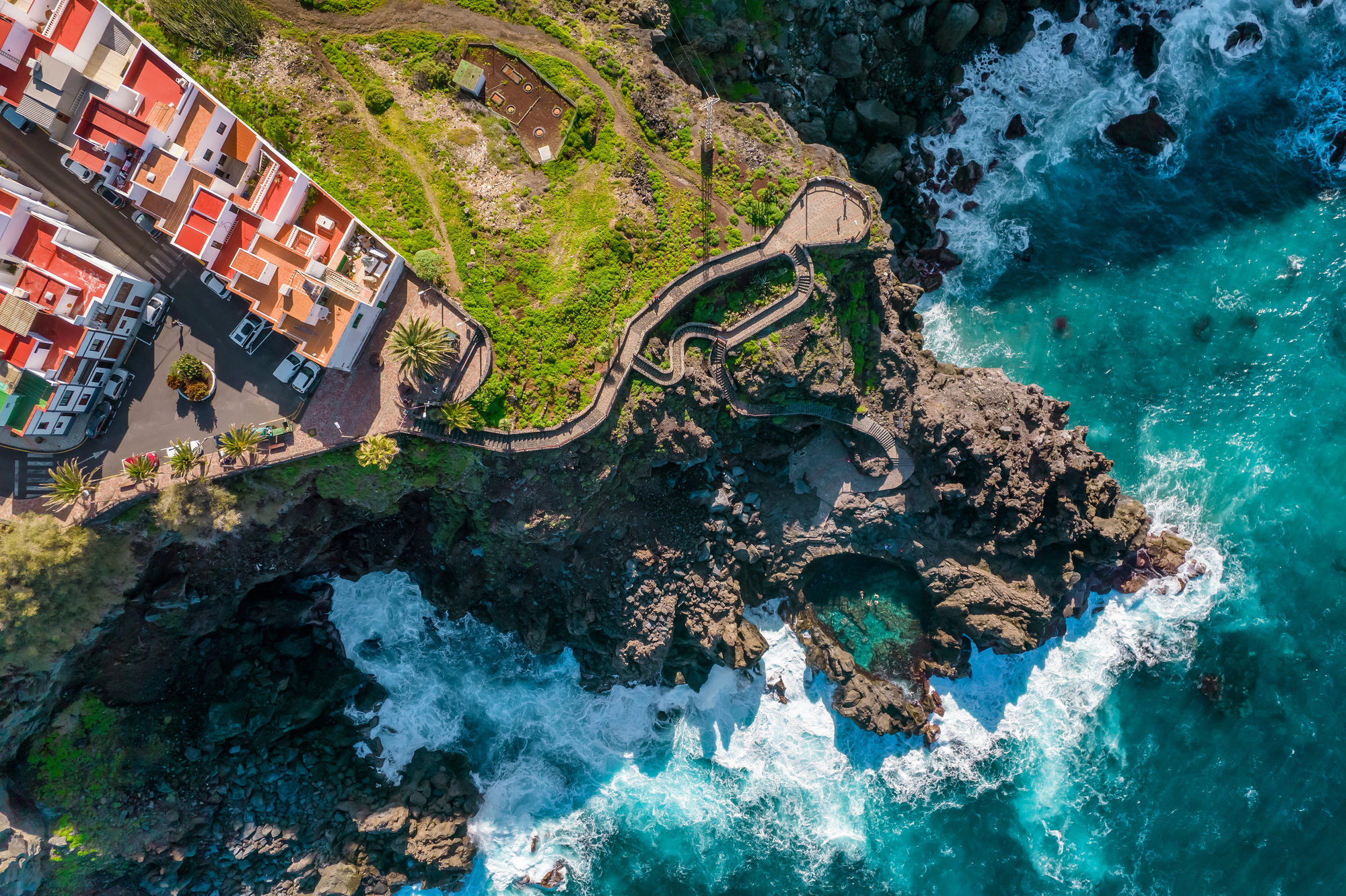 le charco de la laja le plus beau charco de tenerife piscine naturelle 5 vue aerienne du Charco de La Laja à Tenerife, piscine naturelle volcanique à San Juan de la Rambla