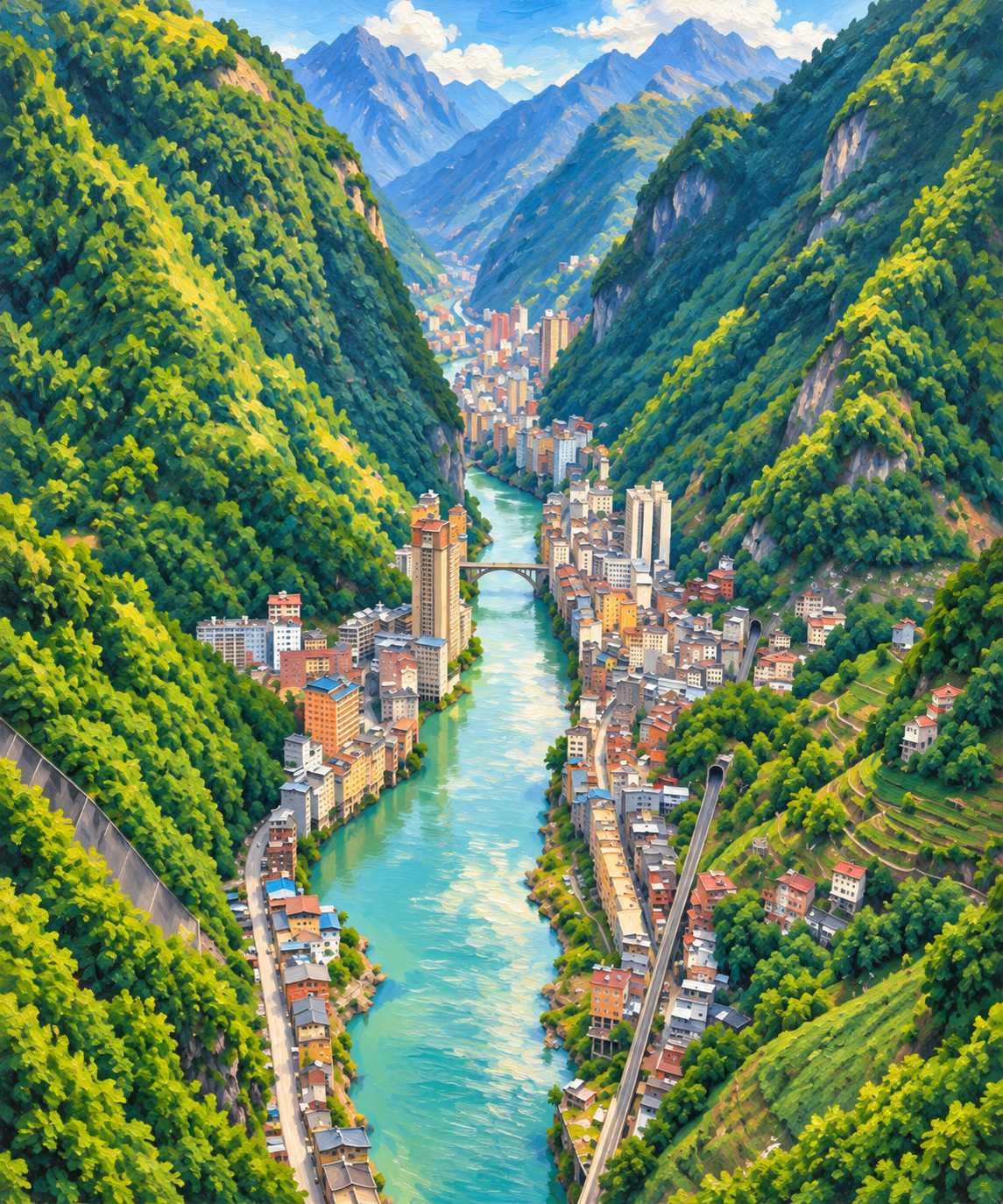 Illustration de Yanjing, ville très étroite dans une gorge du Yunnan en Chine Illustration de Yanjing, ville très étroite dans une gorge du Yunnan en Chine