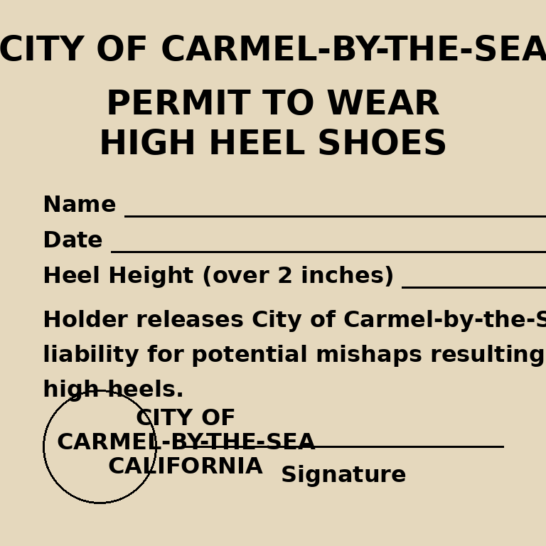 Un permis talons hauts en Californie : la loi la plus perchée de Carmel-by-the-Sea ! un permis talons hauts en californie loi carmel by the sea 2 un-permis-talons-hauts-en-californie-loi-carmel-by-the-sea-2
