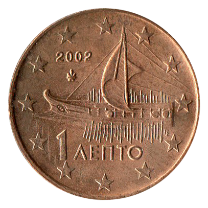 La pièce de 1 euro grecque a le même dessin de chouette que les pièces de 2500 ans 1 centime Grece 1_centime_Grece