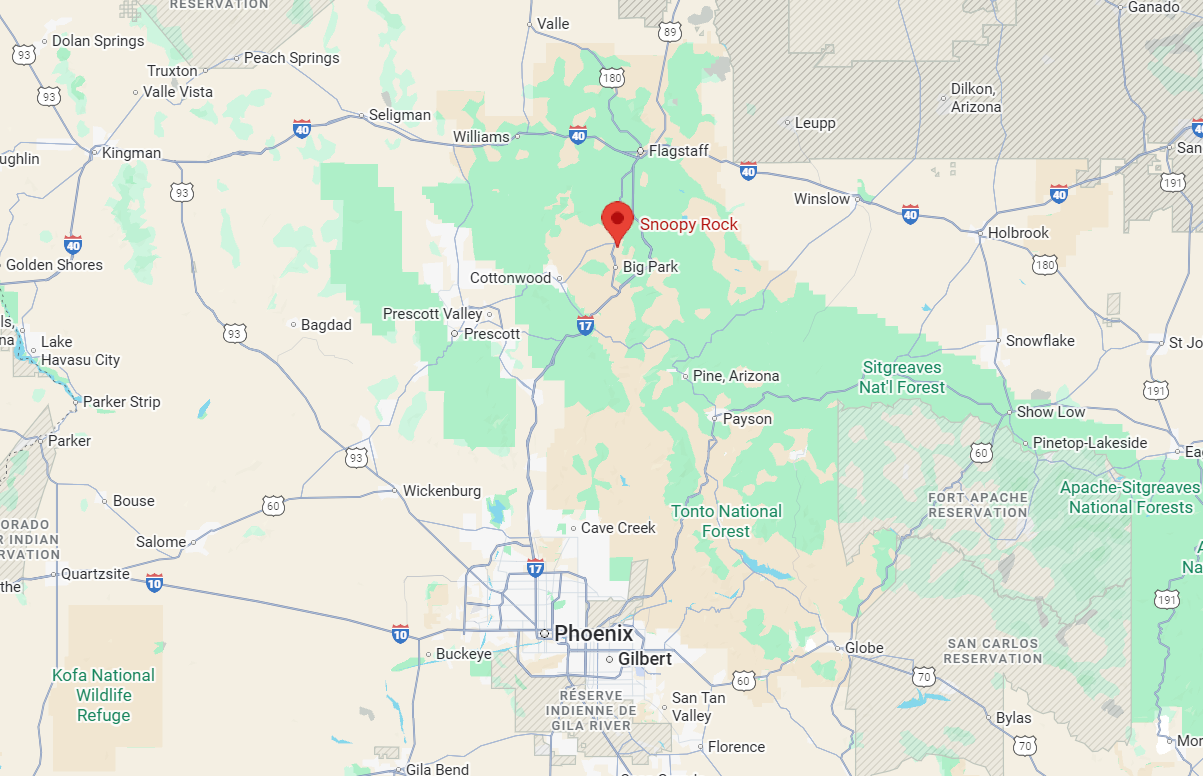 Snoopy Rock, le rocher Snoopy de Sedona snoopy rock le rocher snoopy de sedona maps Snoopy Rock, le rocher Snoopy de Sedona maps