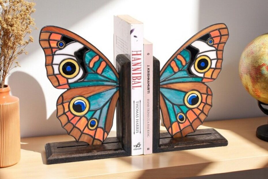 Des serre-livres “ailes de papillon” en vitrail : quand votre bibliothèque se prend pour une fenêtre de cathédrale des serre livres ailes de papillon en vitrail quand votre bibliotheque se prend pour une fenetre de cathedrale 1 des serre livres ailes de papillon en vitrail quand votre bibliotheque se prend pour une fenetre de cathedrale 1