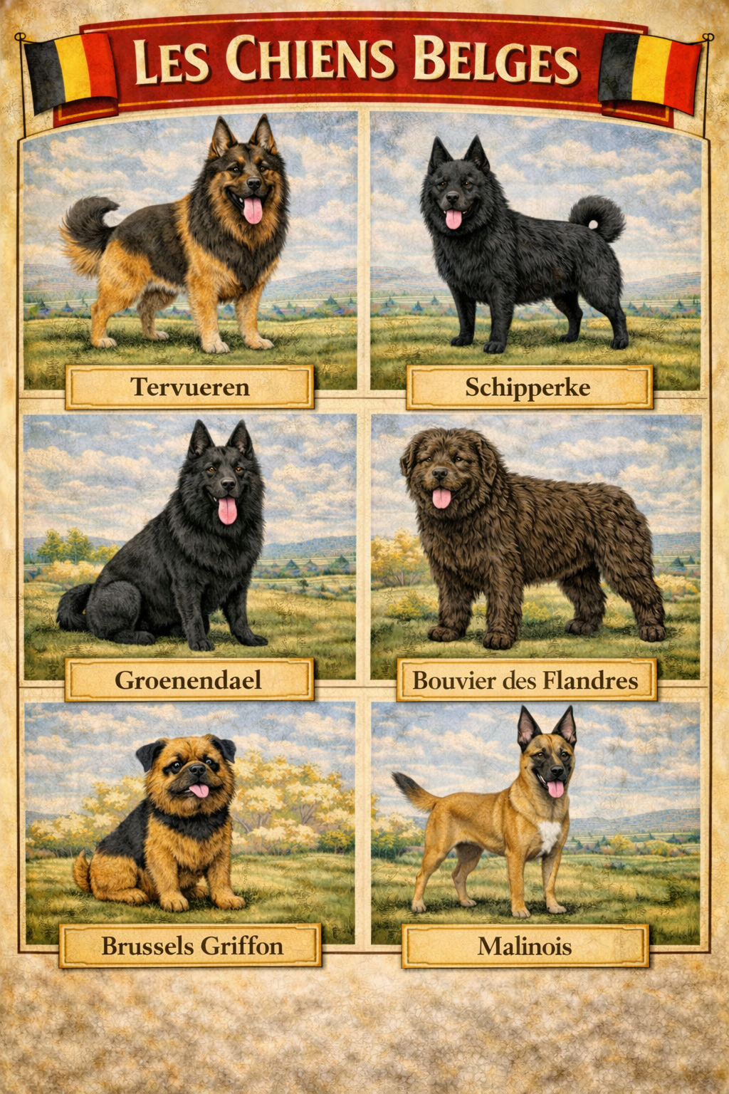 la nationalite des chiens 3 belgique la nationalite des chiens 3 belgique - Infographie des chiens belges : Tervueren, Schipperke, Groenendael, Bouvier des Flandres, Griffon bruxellois et Malinois