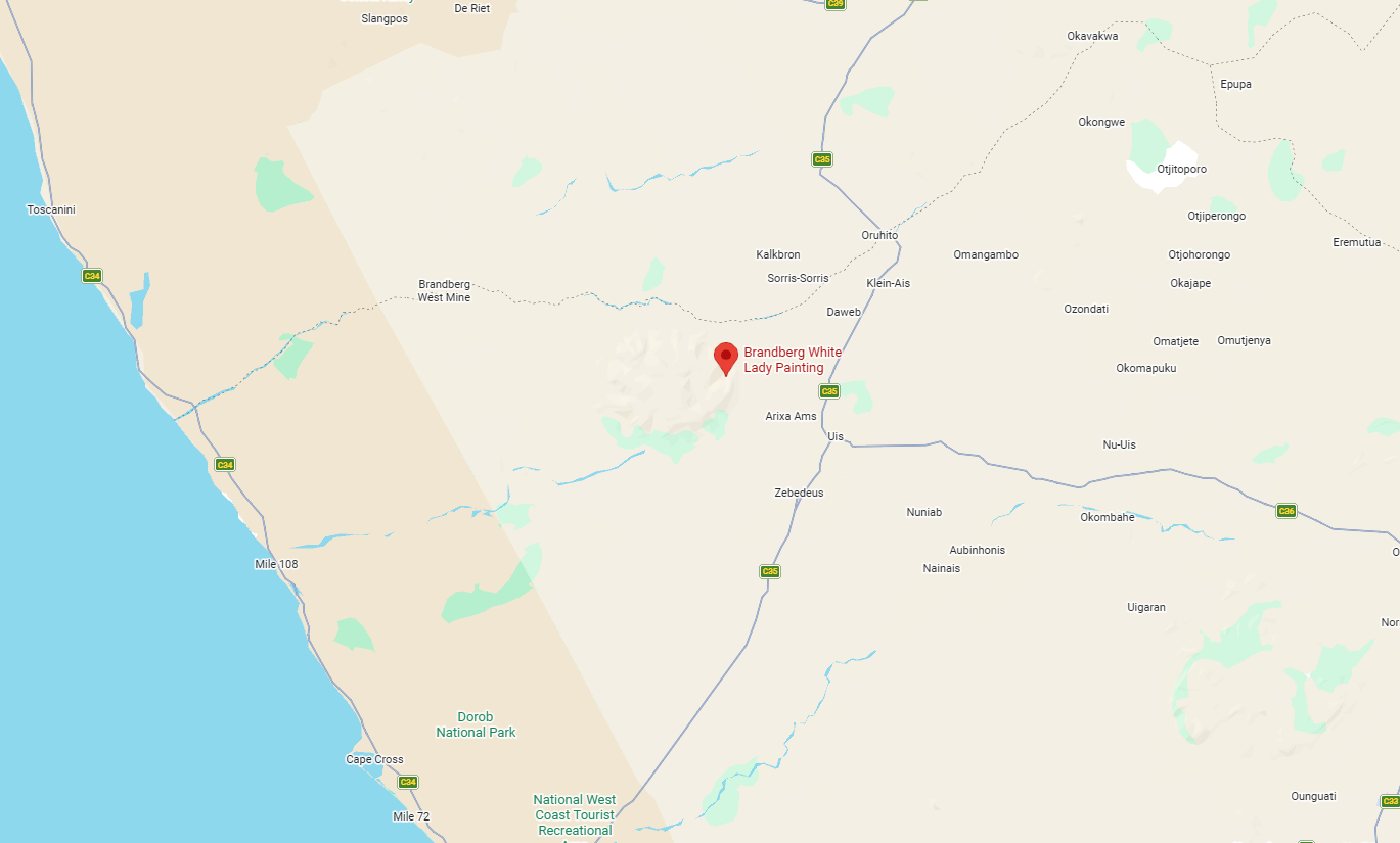 Brandberg White Lady Namibie maps Brandberg White Lady Namibie maps