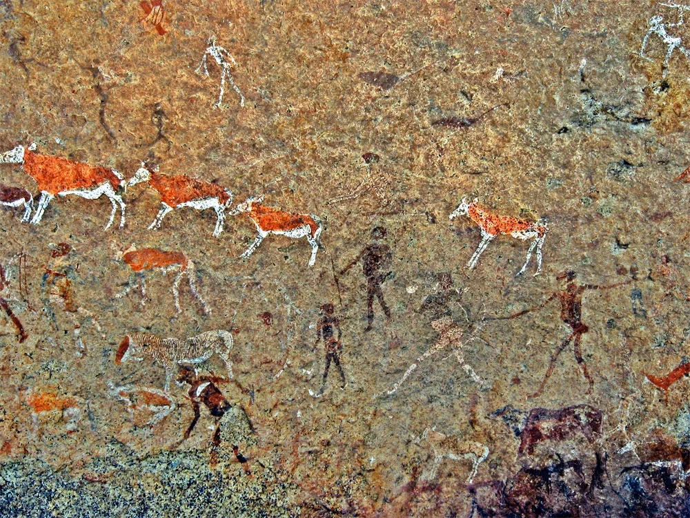 la white lady du brandberg la peinture rupestre de namibie qui nest pas vraiment une dame 4 Image de la scène de la White Lady modifiée numériquement avec un fort contraste et saturation