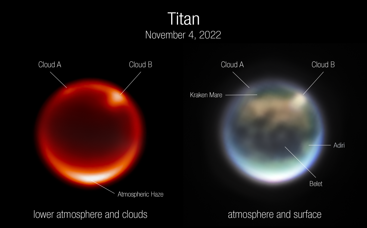 titan infrarouge nircam telescope james webb Titan observé dans l’infrarouge par la caméra NIRCam du télescope James Webb